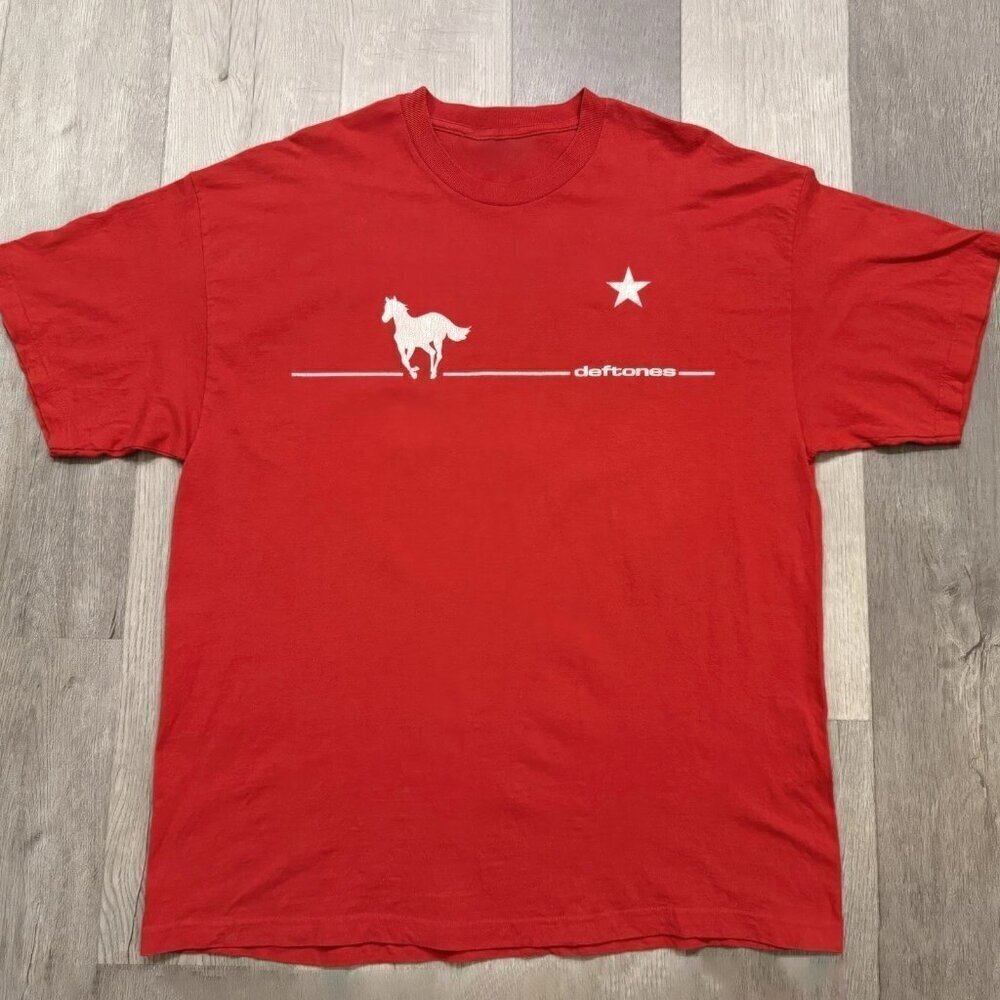 Deftones White Pony Y2K Tour Retro Rock Band Streetwear Red T-Shirt
